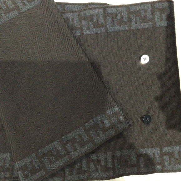 Fendi Brown & Grey Wool Scarf - Picture 1 of 1
